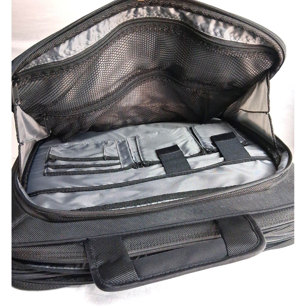 Dell Computers Black Canvas Laptop Messenger Zip Bag With Shoulder Strap Padded - Picture 6 of 8